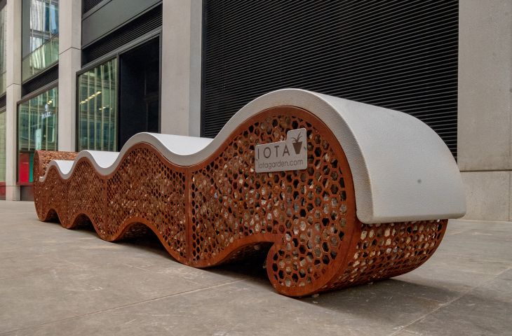 bespoke corten steel benches for public realm 