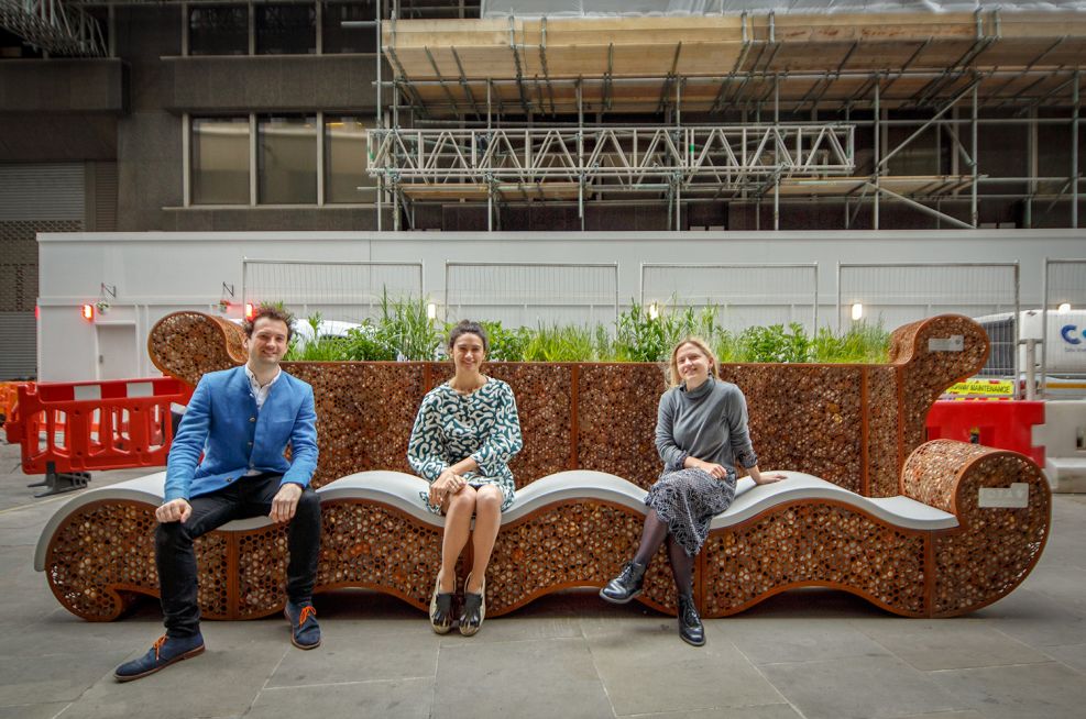 London Festival of Architecture Rocks and Reeds custom parklet planter