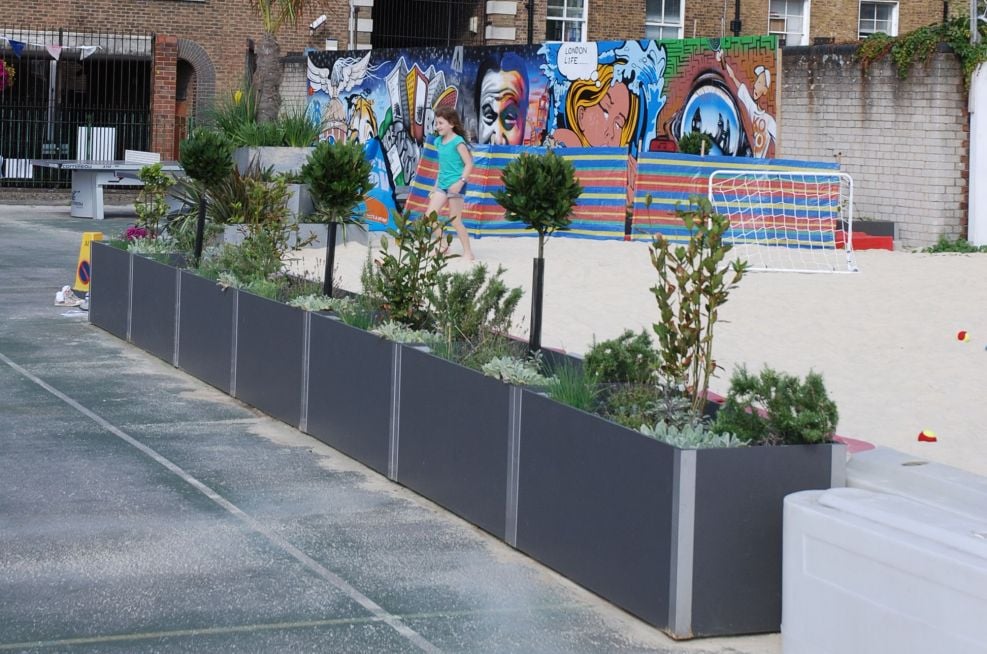 Dividing Planters Used Alongside The Volleyball Court