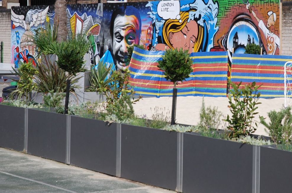 Steel and Fibre Reinforced Cement Planters Marlborough Sports Garden