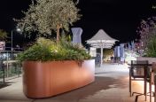 Large bespoke corten external planter for Hotel