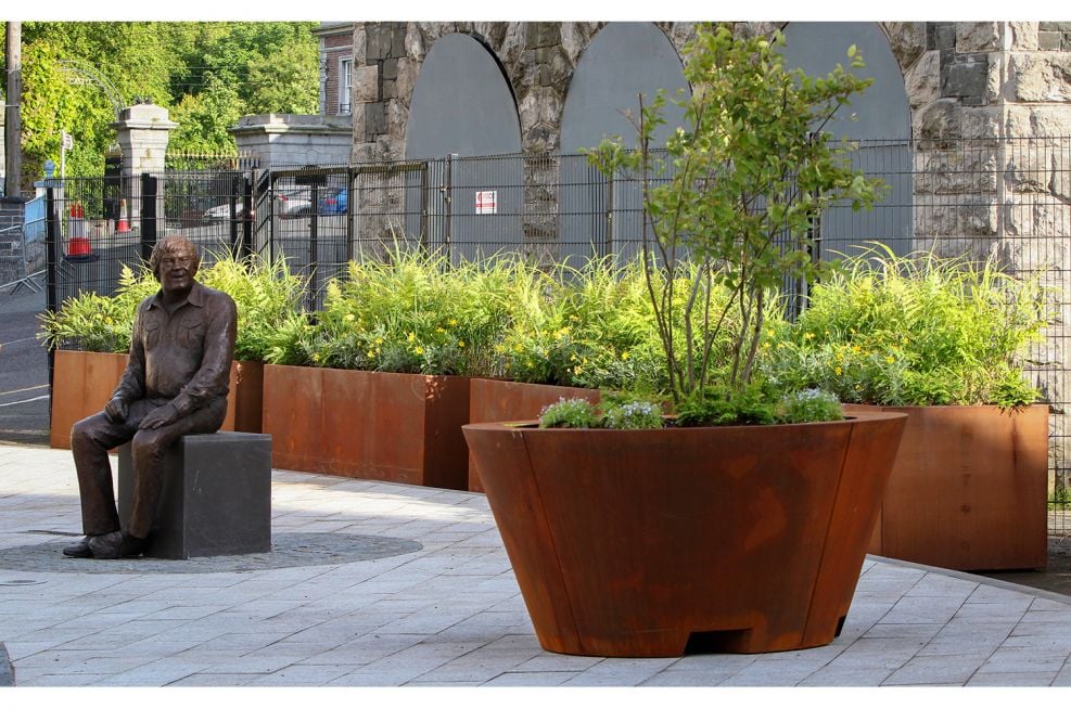 Corten streetscape planters and containers
