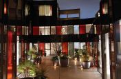 Montpellier Chapter Courtyard At Night With Boulevard Planters