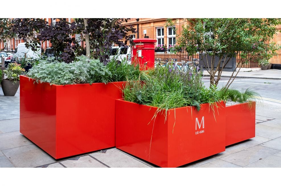 Coral Red Mayfair street planters