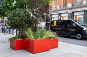 custom coloured public realm planters