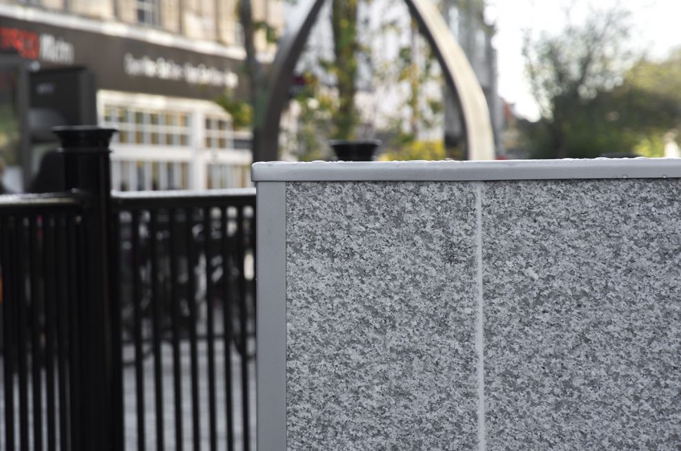 Granite Cladding On a Steel Planter Frame