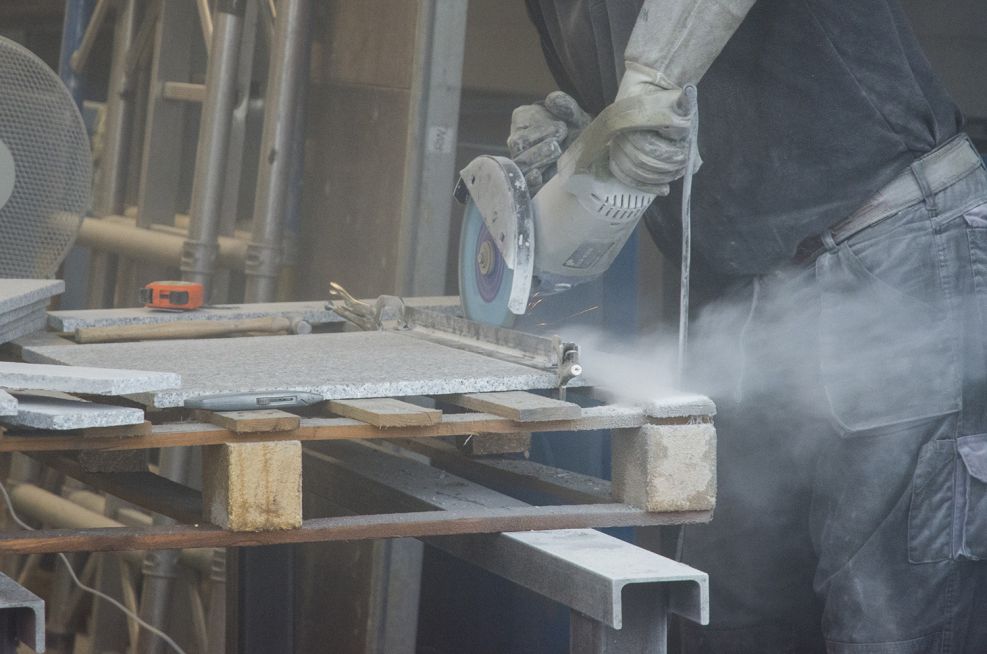 Granite Tiles Were Cut to Size And Grouted