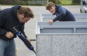 Granite Tiles Were Used On A Steel Framework