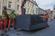 Installation Of One Of The Larger Planters