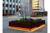 Large movable planters in corten