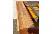 Timber seating for steel planter