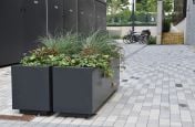 steel planters with shadow gap plinth