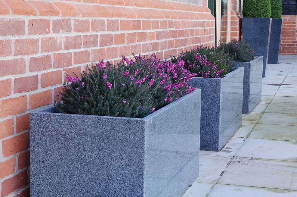 Granite Trough 1000 Planters Filled WIth Heather