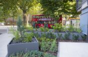 Arc Shaped Steel Planter Outside Parkside Quarter