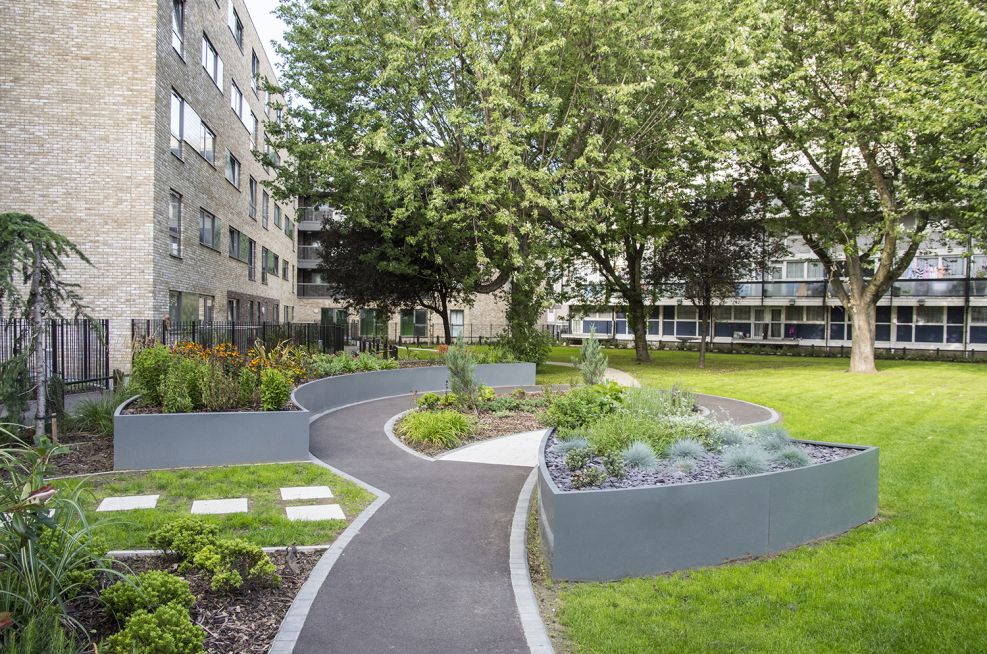 Asymmetrical Steel Planters In London