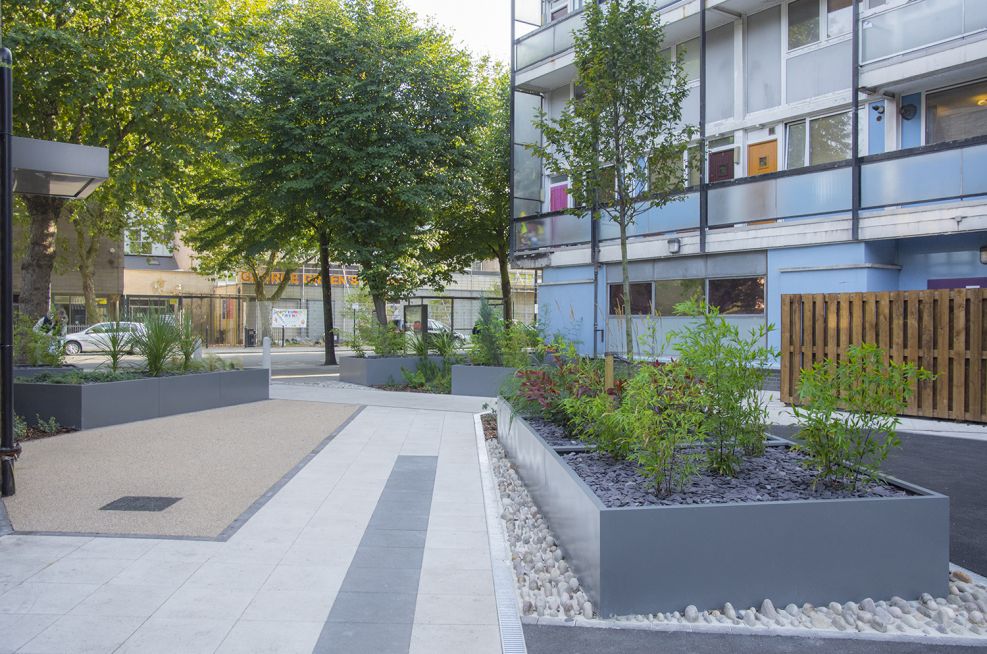 Basalt Grey Steel Planters