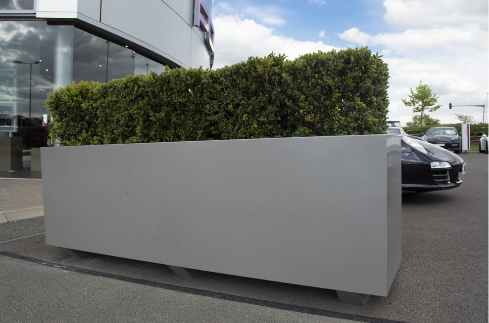 Porsche Centre Leicester, LE4 Bespoke Steel Planters as Movable Barriers