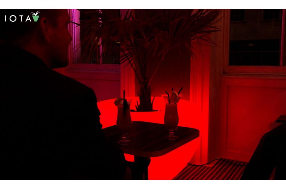 Illuminated Planter Displaying A Different Colour
