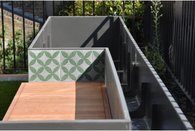 Bespoke Cladded Bench / Planter Combo At A London Garden Terrace