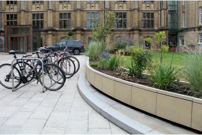 Stone-clad steel planters