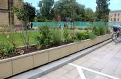 Stone-clad steel planters