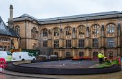 Stone planter assembly at Reuben College