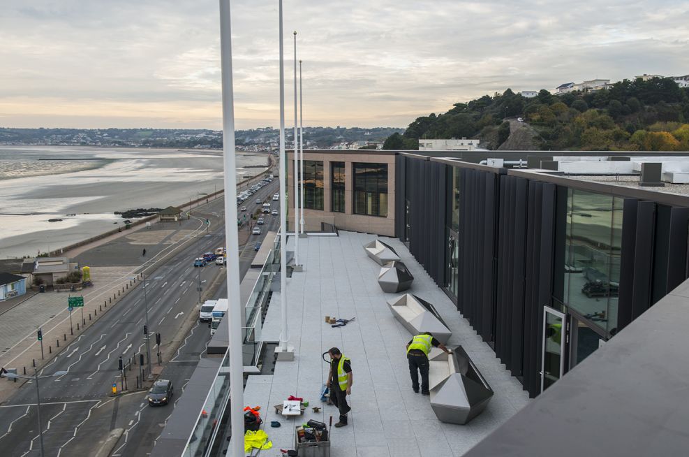 Royal Bank of Canada Jersey, Bespoke Steel Outdoor Seating, Planters with  Seating, Steel Seats and Benches, Bespoke Steel Design and Manufacture