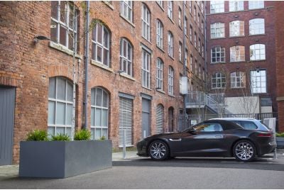 Bespoke Powder Coated Steel Planters, Royal Mills, Manchester