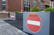 No Entry Sign On Steel Trough Planters