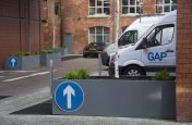 Steel Planters Used To Direct Traffic