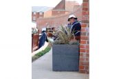 Granite Cube 600 Planters Used On The Seating Area