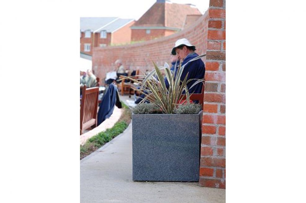 Granite Cube 600 Planters Used On The Seating Area
