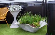 Concrete look planters with organic shapes