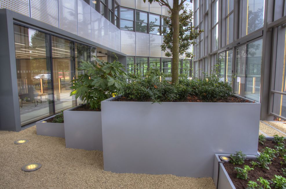 Interlocking Steel Planters With Stepping Effect