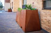Custom fabricated large corten planter