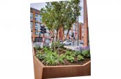Corten tree and shrub planter for street space