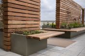 Planters with hardwood bench seats