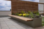 Rooftop garden planters and cantilever seating