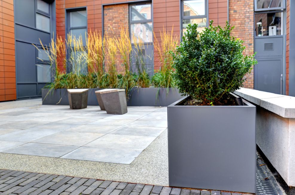 Steel Planters Close Up