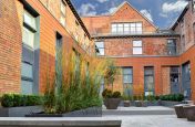 Steel Trough Planters Courtyard