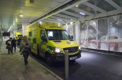 The new, canopied ambulance drop-off station for UCH, off Grafton Way  