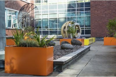 Custom Coloured Steel Planters At University of Manchester