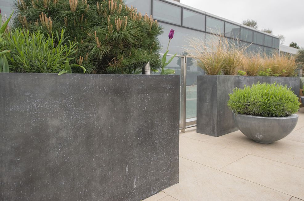 Planters In Zinc with Patinated Finish