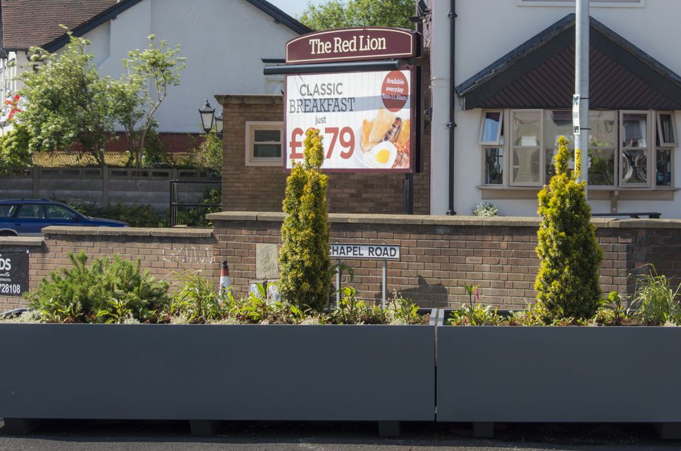 Steel Planters Powder Coated To RAL 7012 Basalt Grey