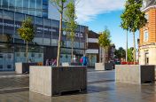 Large steel and granite planters