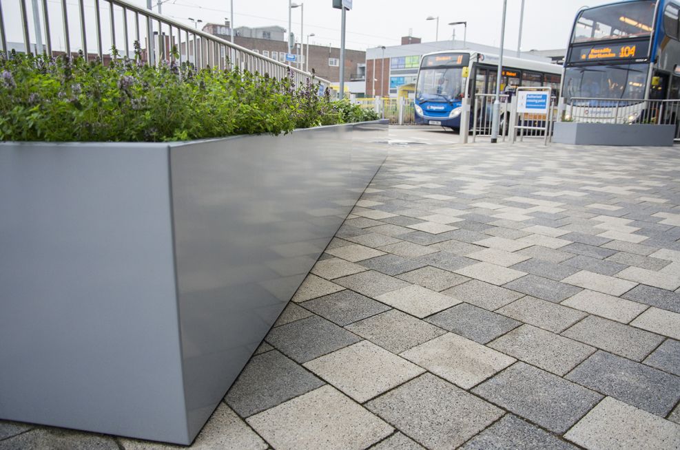 Large Bespoke Powder Coated Steel Trough Planters