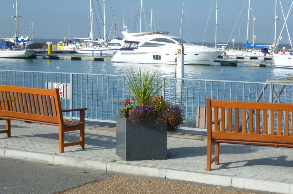 Granite Cube Planters At Yarmouth Harbour, Isle Of Wight