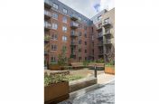 Corten Steel Planters With Surrounding Buildings