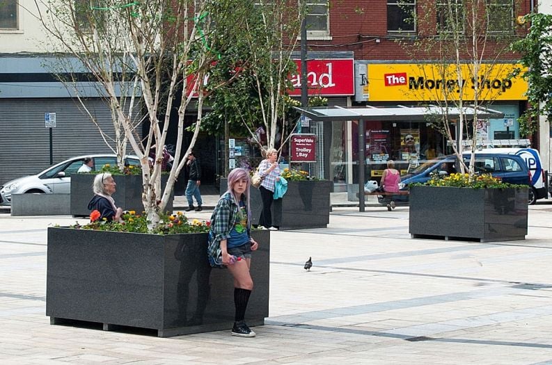 Bespoke granite tree planters for Derry City Council