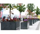 Granite Trough 1000 and Cube 600 planters on the quayside at Derry